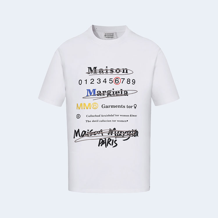 메종 마르지엘라 멀티 컬러 로고 티셔츠 화이트